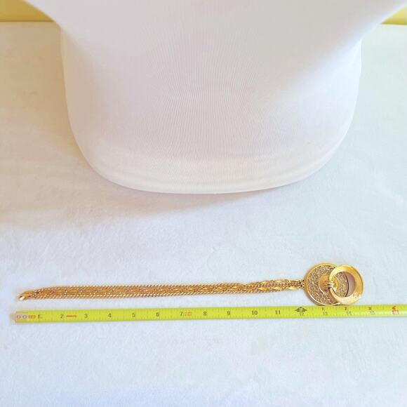 Vintage MONET 70's Doorknocker Style Double Chain Pendant Necklace, Door Knocker - Picture 13 of 13